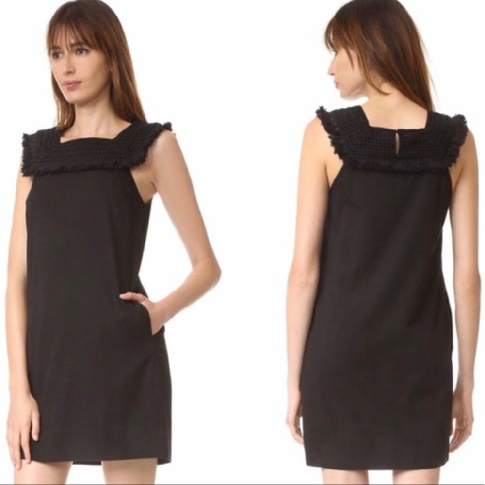 ✅ Madewell Sun Dream Fringe Black Dress Size 2 Lined